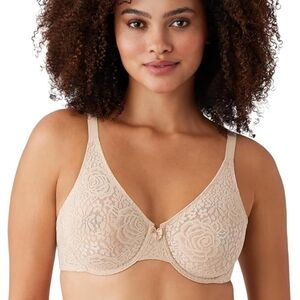 WACOAL 32D Underwire Lace Bra Halo Convertible Underwire Natural Nude